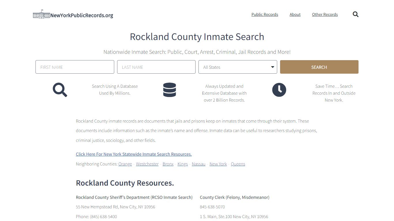 Rockland County Inmate Search - RCSO Current & Past Jail Records